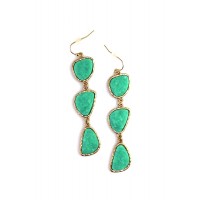 Turquoise Druzy Stone Trio Drop Earrings